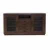 60" Contemporary Media Console with Tempered Glass Doors, Drawers and Shelves