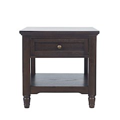 Brentwood Modern Transitional 24" Square End Table with Drawer and Storage Shelf