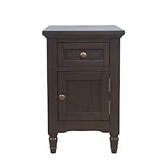 Brentwood Modern Transitional USB Charging End Table with Storage Cabinet