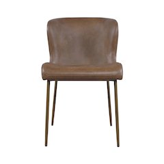 Easley Curved-Back Modern Dining Chair with Antique Brass Legs - Set of 2