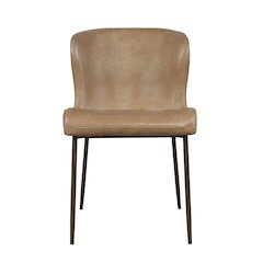 Easley Curved-Back Modern Dining Chair with Antique Brass Legs - Set of 2