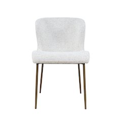 Upholstered Dining Chair with Performance Fabric and Antique Brass Legs-Set of 2