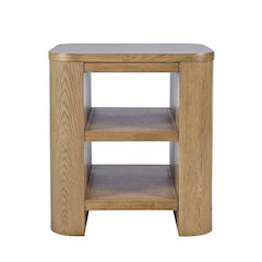 Janzen Contemporary Modern End Table with Open Storage and Rounded Corners