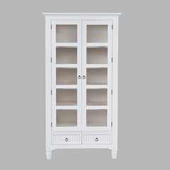 Farmhouse Tall Accent Storage Cabinet with Glass Doors and Adjustable Shelves