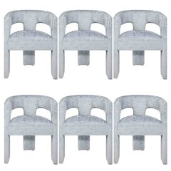 Gwen Modern Luxury Jacquard Fabric Sculpture Armchair - Set of 6