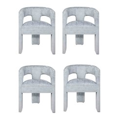 Gwen Modern Luxury Jacquard Fabric Sculpture Armchair - Set of 4
