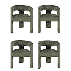 Gwen Modern Luxury Jacquard Fabric Sculpture Armchair - Set of 4