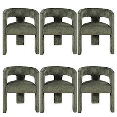 Gwen Modern Luxury Jacquard Fabric Sculpture Armchair - Set of 6