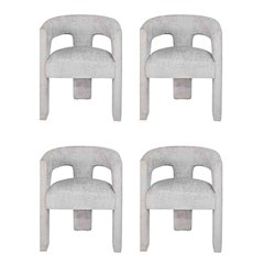 Gwen Modern Luxury Jacquard Fabric Sculpture Armchair - Set of 4