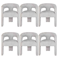 Gwen Modern Luxury Jacquard Fabric Sculpture Armchair - Set of 6