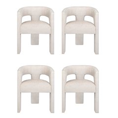 Gwen Modern Luxury Jacquard Fabric Sculpture Armchair - Set of 4