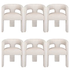 Gwen Modern Luxury Jacquard Fabric Sculpture Armchair - Set of 6