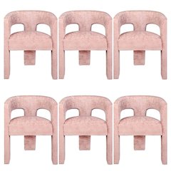 Gwen Modern Luxury Jacquard Fabric Sculpture Armchair - Set of 6