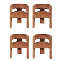 Gwen Modern Luxury Jacquard Fabric Sculpture Armchair - Set of 4