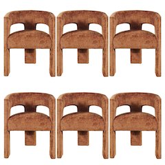 Gwen Modern Luxury Jacquard Fabric Sculpture Armchair - Set of 6