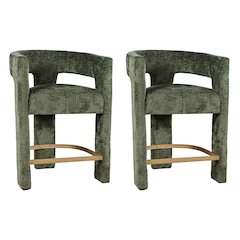 Gwen Modern Luxury Jacquard Fabric Sculpture Counter Stool - Set of 2