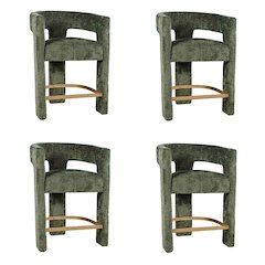 Gwen Modern Luxury Jacquard Fabric Sculpture Counter Stool - Set of 4