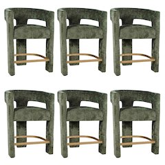Gwen Modern Luxury Jacquard Fabric Sculpture Counter Stool - Set of 6
