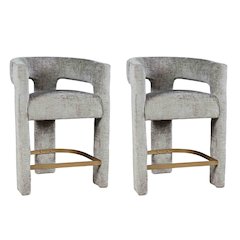 Gwen Modern Luxury Jacquard Fabric Sculpture Counter Stool - Set of 2