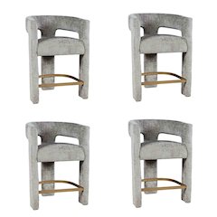 Gwen Modern Luxury Jacquard Fabric Sculpture Counter Stool - Set of 4