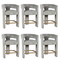 Gwen Modern Luxury Jacquard Fabric Sculpture Counter Stool - Set of 6