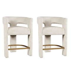Gwen Modern Luxury Jacquard Fabric Sculpture Counter Stool - Set of 2