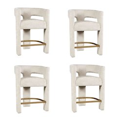 Gwen Modern Luxury Jacquard Fabric Sculpture Counter Stool - Set of 4