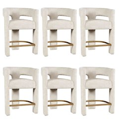 Gwen Modern Luxury Jacquard Fabric Sculpture Counter Stool - Set of 6