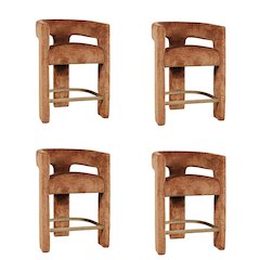 Gwen Modern Luxury Jacquard Fabric Sculpture Counter Stool - Set of 4