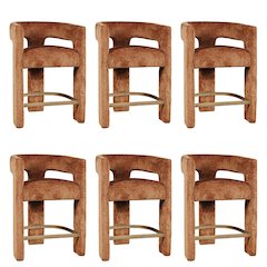 Gwen Modern Luxury Jacquard Fabric Sculpture Counter Stool - Set of 6
