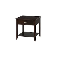 Brown Wooden End Table with Drawer - Bedside and Side Table for Chairs and Sofas