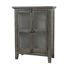 Gray Buffet Cabinet with 2 Glass Doors and Interior Shelf, 32" Wide