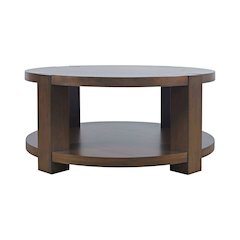 Brownstone 40" Round Transitional Modern Block-Frame Coffee Table with Wheels