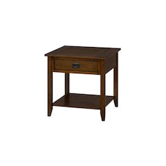 Oak Brown Wooden End Table with Drawer, Bedside and Side Table Bedroom