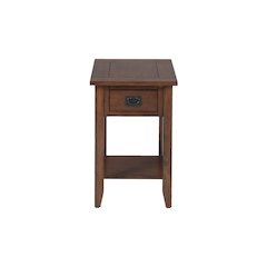Brown Wooden End Table with Drawer and Shelf – Elegant Side Table for Bedroom