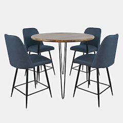 Five Piece Round Modern Solid Wood Counter Height Dining Set