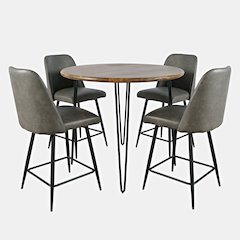 Five Piece Round Modern Solid Wood Counter Height Dining Set