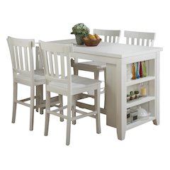 Solid Reclaimed Pine Rustic 60" Dining Set with Four Counter Height Barstools