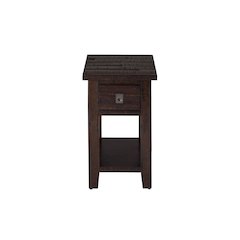 Kona Grove Distressed Rustic Solid Acacia Chairside End Table with Shelf