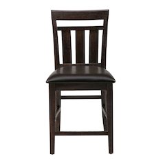 Distressed Rustic Solid Acacia Upholstered Slat-back Barstool (Set of 2)
