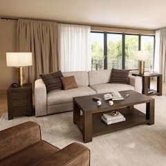 Brownstone 3-Pc Transitional Rectangular Coffee Table, End Tables Set