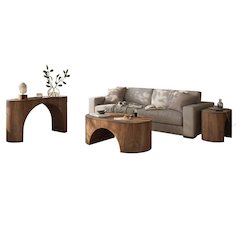 Luna Modern Architectural Three Piece Curved Living Room Table Set