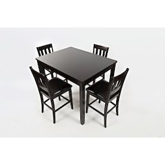 Five Piece Counter Height Dining Set - Table and 4 Faux Leather Stools