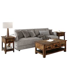 Cannon Valley Rustic Modern 3-Pc Living Room Coffee/End/Side Table Set