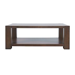 Brownstone 50" Transitional Modern Block-Frame Coffee Table, Storage and Wheels