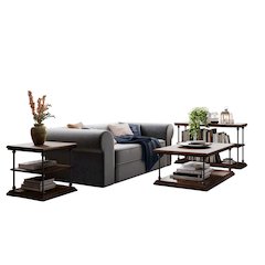 Larson Transitional Industrial Three Piece Living Room Occasional Table Set