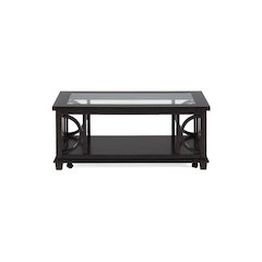 Panama Brown Contemporary Wood and Glass Coffee Table