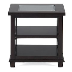 Panama Brown Contemporary Wood and Glass End Table
