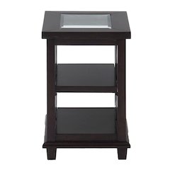 Panama Brown Contemporary Wood and Glass Small End Table