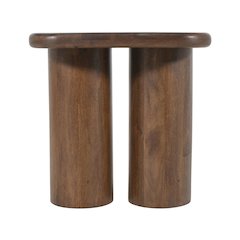 Mandara Global Modern Solid Wood Pillar Double Pedestal End Table